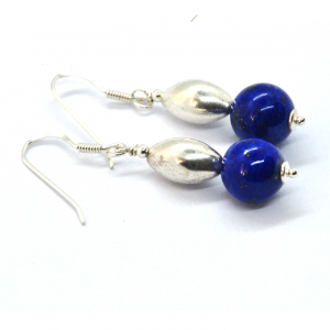 Boucles d 'oreilles en argent et lapis lazuli