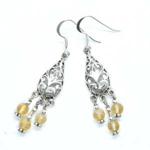 Boucles d 'oreilles en argent et citrine