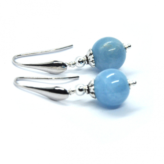 Boucles d 'oreilles en argent aigue marine