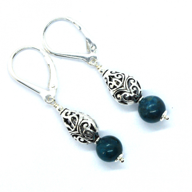 Boucles d 'oreilles en argent et apatite