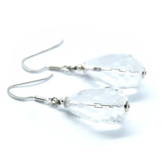 Boucles d 'oreilles en argent et cristal de roche