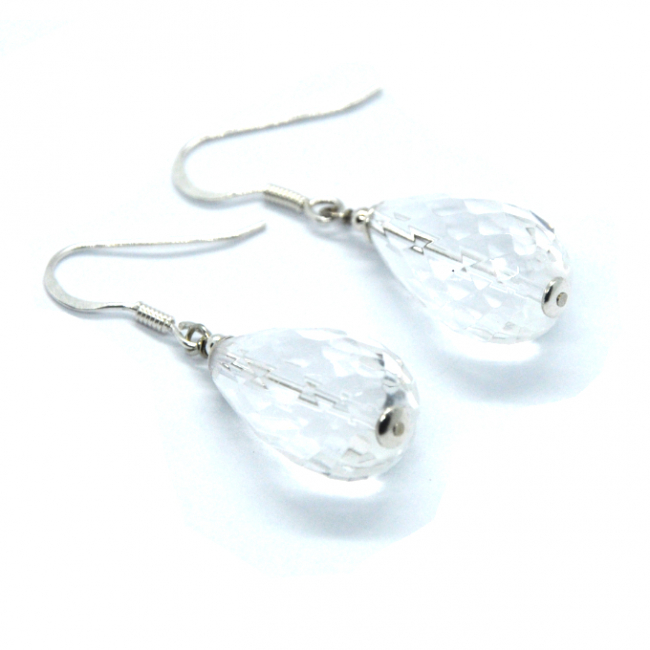 Boucles d 'oreilles en argent et cristal de roche