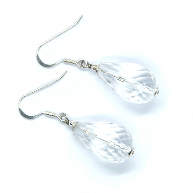 Boucles d 'oreilles en argent et cristal de roche