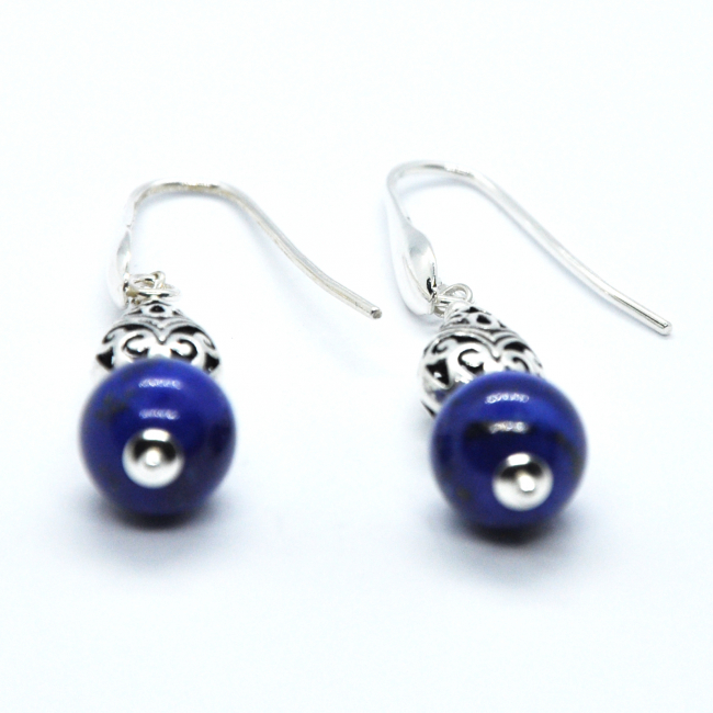 Boucles d 'oreilles en argent et lapis lazuli