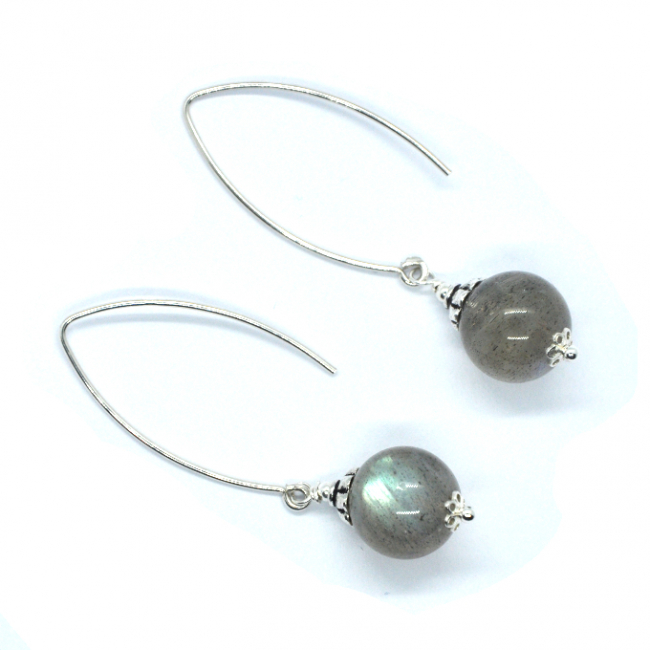 Boucles d 'oreilles en argent et labradorite