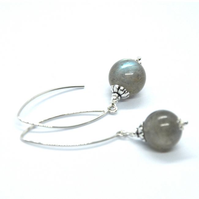 Boucles d 'oreilles en argent et labradorite