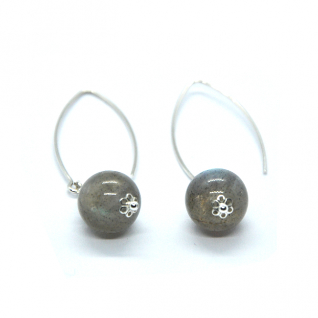 Boucles d 'oreilles en argent et labradorite