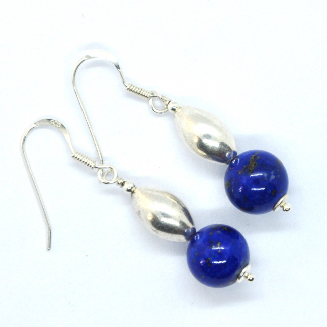 Boucles d 'oreilles en argent et lapis lazuli