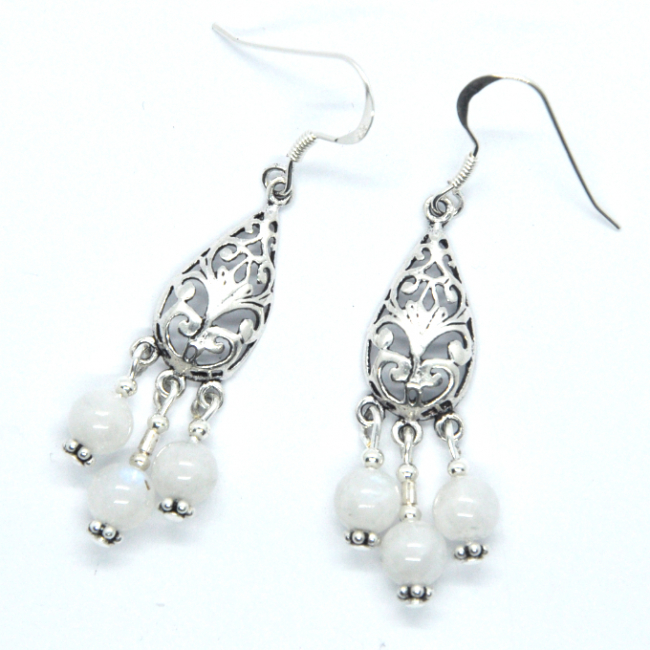 Boucles d 'oreilles en argent et peristérite