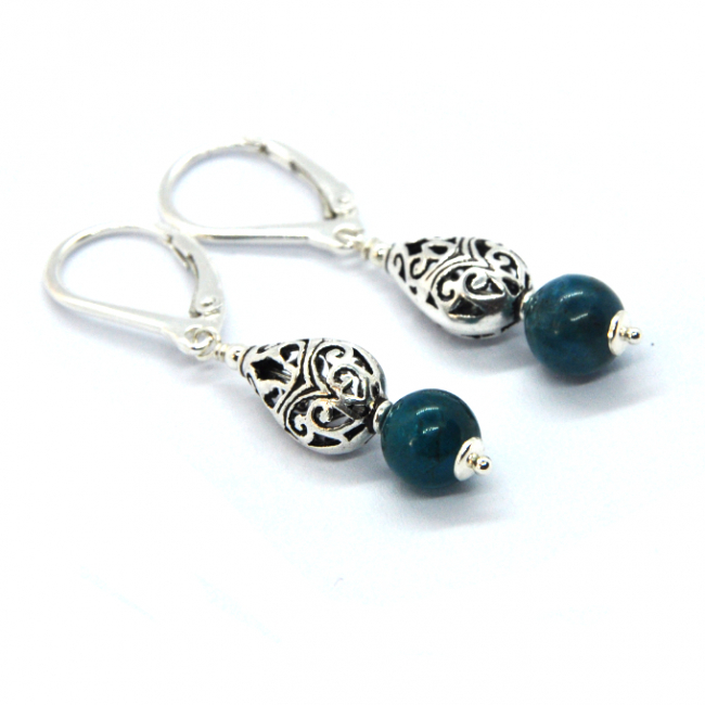 Boucles d 'oreilles en argent et apatite