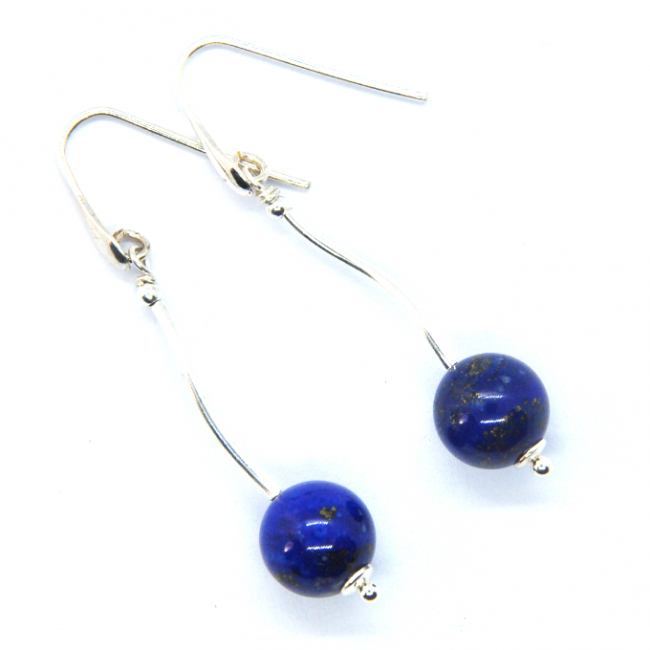 Boucles d 'oreilles en argent et lapis lazuli