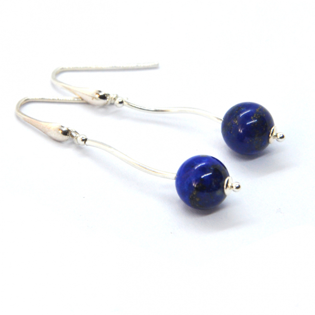 Boucles d 'oreilles en argent et lapis lazuli