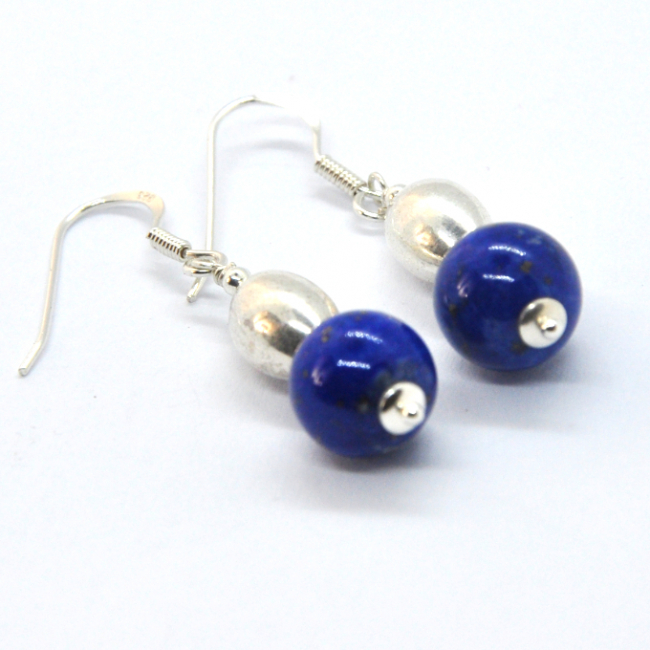 Boucles d 'oreilles en argent et lapis lazuli