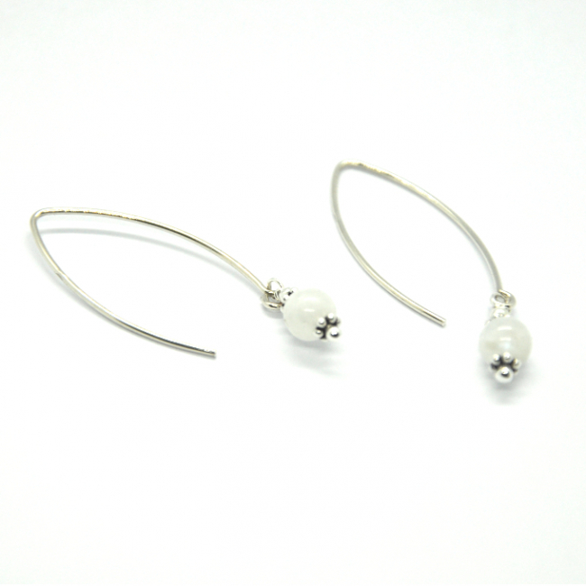 Boucles d 'oreilles en argent et pierre de lune (péristérite)